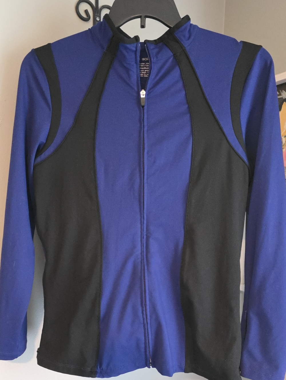 Soma Two-Tone Performance Zip Jacket in Royal Blue/Purple and Black Size M